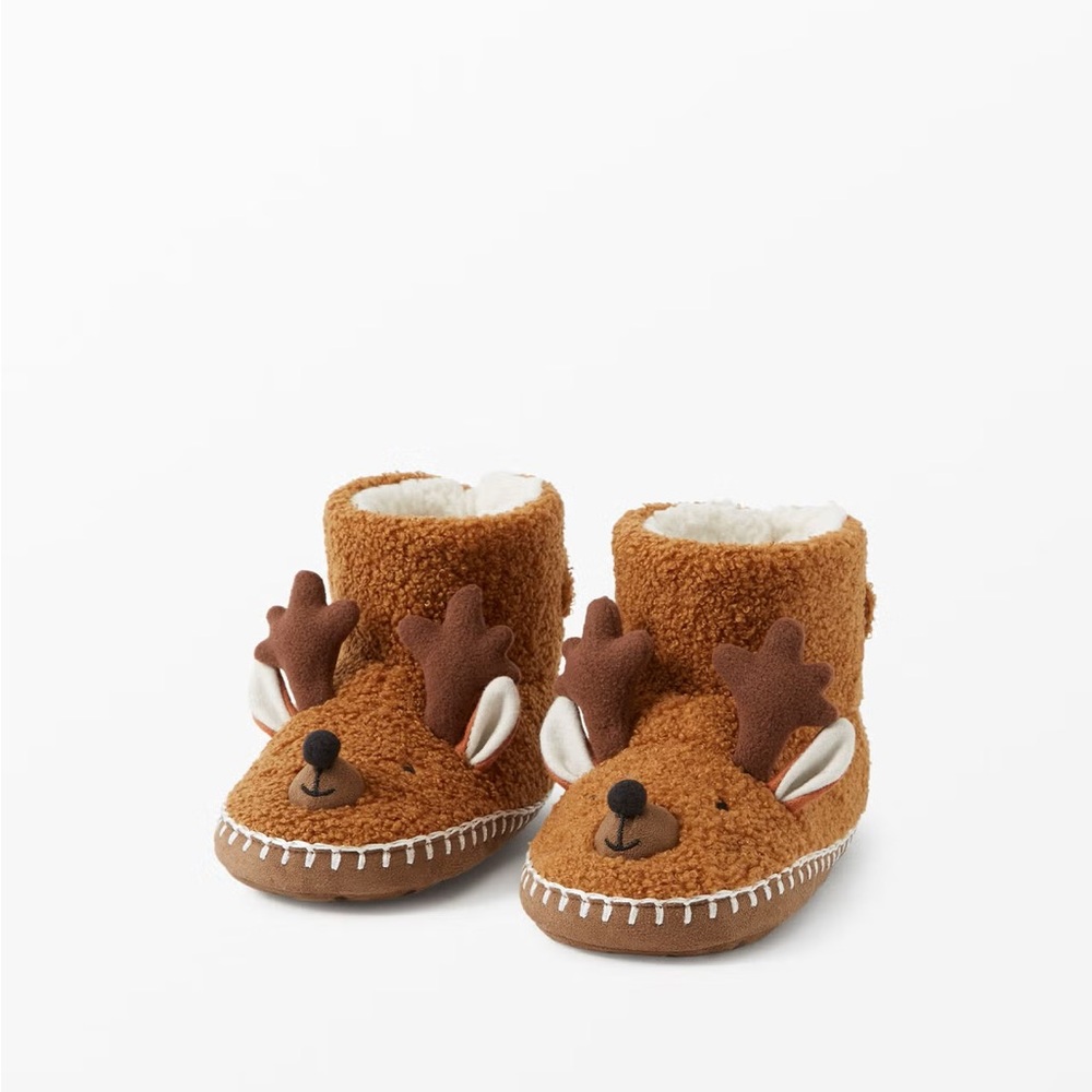 Hanna Andersson Brown Reindeer Toddler 11/12 Slippers